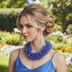 Funky Blue Beaded Necklace